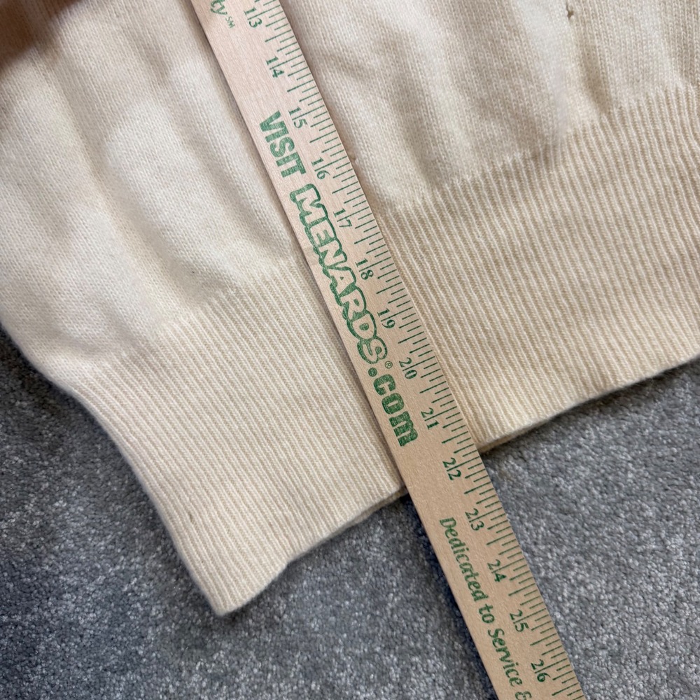 Vintage Angora Lambswool Satin Rosette Sweater Cream Distressed‎ Medium Holes - Picture 11 of 12